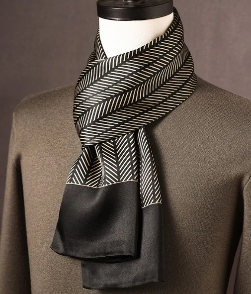 100% Seda Hombres Mujeres Bufanda Satén Pañuelo Largo Envoltura Rayas Café WS659-4 Foto 1 de 1