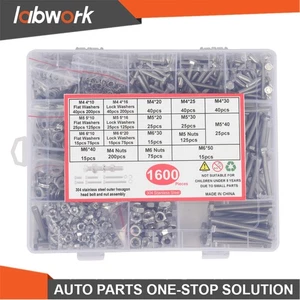 Labwork 1600 Pcs Bolts And Nuts M4 M5 M6 Flat & Lock Washers Assortment Kit - Picture 1 of 8