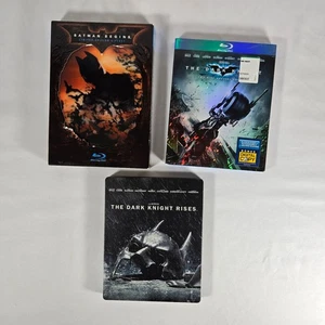 Batman Begins / Dark Knight / Dark Knight Rises Blu-Ray DVD Steelbook Trilogy - Picture 1 of 15