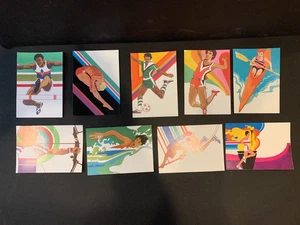 1984 USPS Olympische Spiele Sport Briefmarken Postkarten Robert Peak Kunst Set 9 - Bild 1 von 2