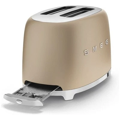 Smeg TSF01CHMUK 4 Slice Toaster 2 Slot Toaster Gloss Champagne 50's Style - Image 1 of 4
