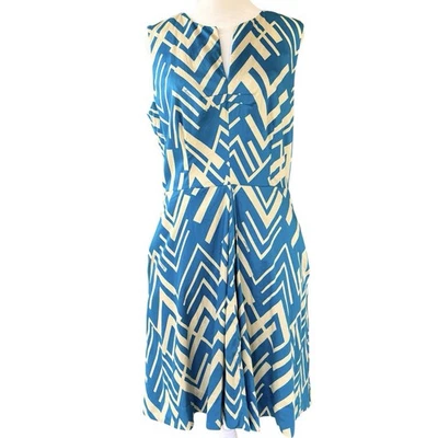 Milly of New York Dark Teal Geometric Dress Y2K Retro Rockabilly Women's 10 USA - Image 1 of 4