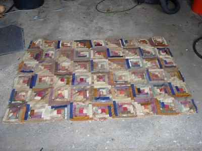 Antique/Vintage Log Cabin Patchwork Crib Quilt Handmade - Image 1 of 4