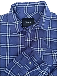 Rails Mens Shirt Small Blue Brushed Lennox Smoke Alloy Plaid Flannel Button Down - Picture 1 of 9