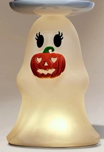 BBW Ragazza Fantasma Zucca 3 Stoppino Portacandele Piedistallo Halloween Carino '25 Accendi - Foto 1 di 1