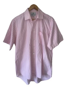 Harvie & Hudson Herren Kurzarm Hemd rosa gestreift Shirt Größe 16,5 / 42 cm - Bild 1 von 7