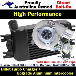 Billet Turbo+Intercooler+Oil Feed Pipe For Nissan Patrol GU ZD30 3.0L 2007-2016 - Imagen 1 de 11