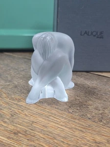 🌟 Lalique Sitting Crystal Nude Figurine France in Box * 1191700 - Picture 1 of 13
