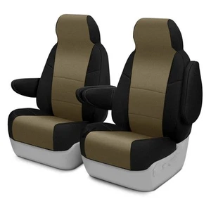 For Chevy Silverado 1500 19-24 Seat Cover CR-Grade Neoprene 1st Row Black & Tan - Picture 1 of 12