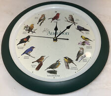 Audubon Bird Clock National Society Singing Sounds 13 1/4" Wall Green WORKS VTG