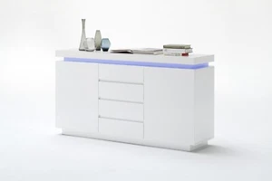 Credenza armadio bianco lucido MDF anta cassetto fresatura maniglie laccato 150 cm - Foto 1 di 7