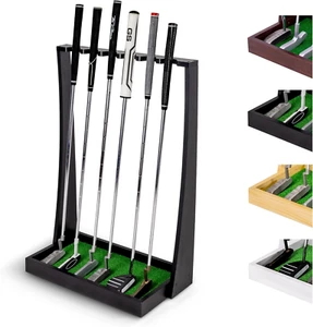 Premium Wooden Golf Putter Stand - Black, Natural, Brown, White - Indoor Display - Picture 1 of 12