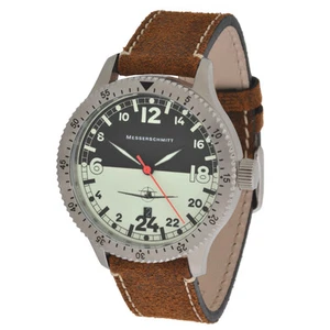 Messerschmitt Quartz Pilot Watch ME-108DR24 LB Night & Day Aristo 24h - Picture 1 of 3