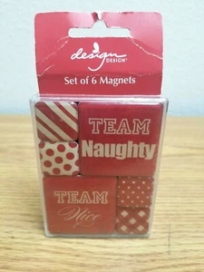 Naughty Team Refrigerator Set of 6 Magnets Red and White by Design Rare Find - Picture 1 of 3