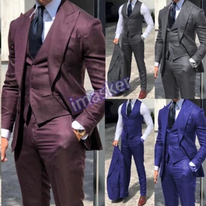 Trajes formales para hombre solapa pico negocios oficina fiesta novio boda esmoquin ajustado - Imagen 1 de 20