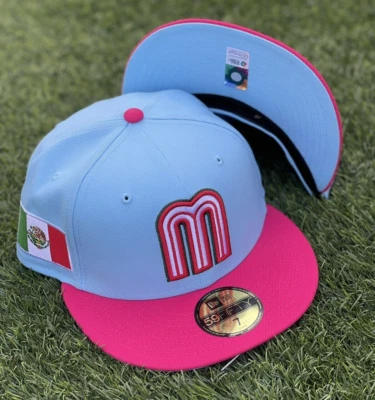 Gorra ajustada oficial de la Nueva Era azul/rosa de México gorra clásica de béisbol mundial Foto 1 de 4