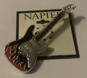Guitarra Napier Broche Rock n Roll con Llamas Rojas Nueva - Imagen 1 de 4
