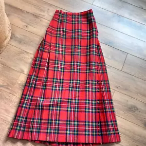 Gonna donna vintage lunga tartan rosso kilt lana GLEN AVON SCOZIA adatta 24" con - Foto 1 di 10