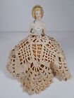 Antique German Porcelain Bisque Blonde Victorian Lady Half Doll Pincushion