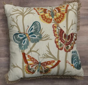 Mi Chateaux Cushion Print Embroidered Butterflies Pillow - Picture 1 of 12