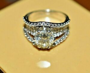 Diamond White 2.35 Ct Ring Promise Wedding Engagement AAA+ White Gold Finish