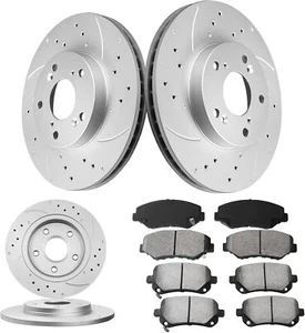 Front Rear Brake Pads and Rotors Kit |Fits 2006-2012 Forb Fusion Lincoln MKZ - Picture 1 of 6