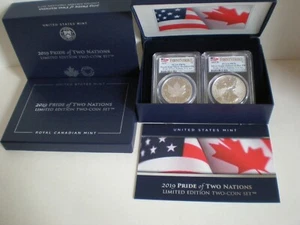 2019 PRIDE of TWO NATIONS SILVER U.S. MINT SET PCGS PR70 FIRST STRIKE - Picture 1 of 6