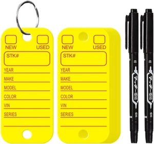 Poly Key Tags Plastic Key Tags w/ 200 Rings & 2 Markers Car Dealer 200 Pieces (f - Picture 1 of 11