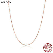 VOROCO Rose Gold Plated 925 Sterling Silver Necklace Chain Fit Pendant 45cm Gift