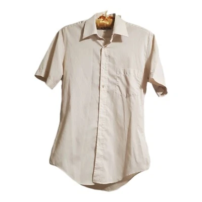 Camisa De Colección Monte Carlo Abotonada Manga Corta Texturizada con Bolsillo Talla 14 1/2 Crema Foto 1 de 4