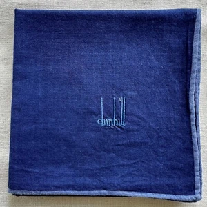 Mens Handkerchief dunhill Vintage Plain Blue Cotton Classic Pocket Square 18" - Picture 1 of 3