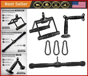 Home Gym Cable Attachments: Heavy Duty Steel LAT Pulldown, Tricep Rope, D Handle - Picture 1 of 8