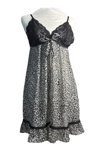 Ambrielle Dessous groß Gepard Leopard schwarz Spitze Babypuppe sexy Negligee - Bild 1 von 9