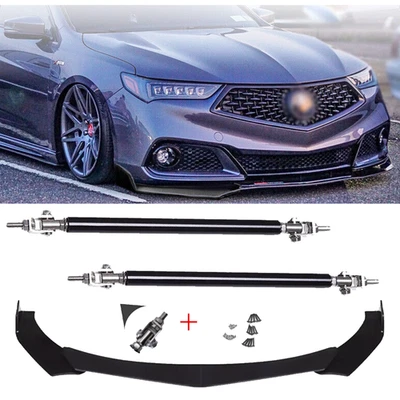 Front Bumper Lip Spoiler /Splitter Strut Rods Glossy FITS ACURA TLX SEDAN Foto 1 de 4