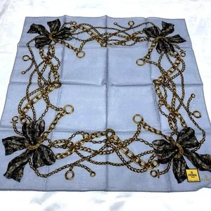 Fazzoletto FENDI 49 cm 19" quadrato cotone logo blu - Foto 1 di 3