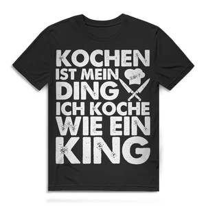 Kochen Shirt Herren King Küche Grill Geschenk Koch T-Shirt Bio Baumwolle Männer - Bild 1 von 2