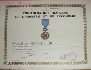 DIPL130 - Diplom Konföderation Französische Industrie & Economy 1971 Medaille Or - Bild 1 von 2