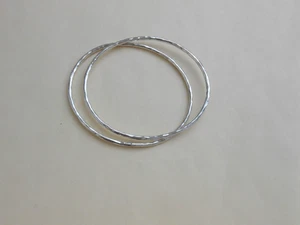 2 Ippolita Silver Classico Hammered Oval Bangle Bracelet Size 2 (Thin) - Picture 1 of 9