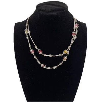 Collar Brighton Doble Cadena Vidrio Montaña Capas Cristales Multicolor Foto 1 de 4