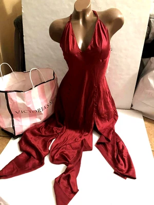 Maxi Vestido sin Mangas Largo Victoria’s Secret Vintage Ranura Alta Color Rojo Vino XL NUEVO CON ETIQUETAS Foto 1 de 4