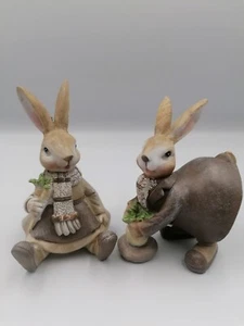 Figur Hasen Osterhasen Ostern Festlich Osterfigur 2er Set - Bild 1 von 11