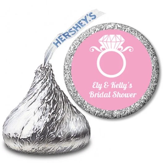 Engagement Ring - Hershey Kiss Personalized Bridal Shower Stickers - 108 labels - Image 1 of 4