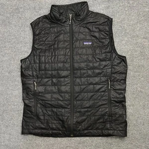 Patagonia Men Size XL Vest Black Nano Puff Jacket Quilted Puffer Zip Front - Picture 1 of 12
