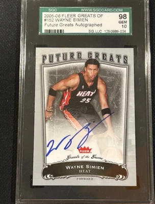 Wayne Simien 2005 Fleer Future Greats Auto #152 /99 RC NBA Miami Heat - SGC 10 - Image 1 of 3