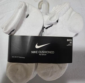 Nike Cushioned No Show Socks Boys XS Sock 5-7 Shoes 10C-3Y - Picture 1 of 2