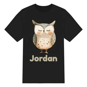 Linda camiseta personalizada acuarela búho niños para niños y niñas. Unisex. Personalizado - Imagen 1 de 10