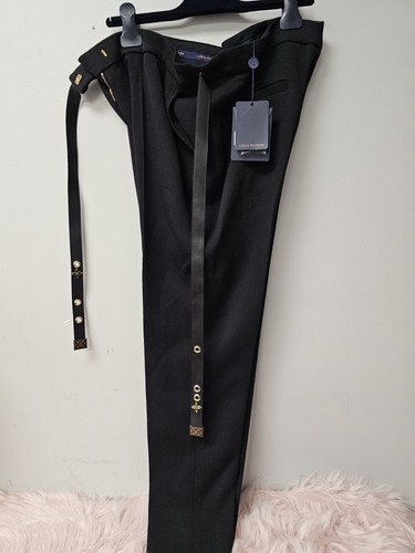 LOUIS VUITTON（LV） Nuovissimi pantaloni da donna Louis Vuitton sottili con occhiello cintura neri taglia 42