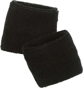 Black Wrist Sweat Bands Cotton Terry Absorbent Elastic Protective Band Black New - Picture 1 of 4
