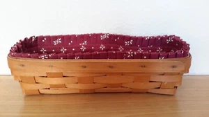 Cestino pane vintage Longaberger con fodera in tessuto bordeaux usato - Foto 1 di 11