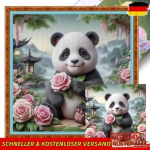 Komplettes Stickset aus Öko-Baumwolle 11 CT bedrucktes Panda-Kreuzstichset 40 x - Bild 1 von 12